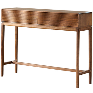 北美黑胡桃木玄关桌子靠墙新中式实木玄幻置物架入户端景台玄关台