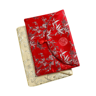 天悦名坊红色黄色包经袋笔芯袋织布工艺方便携带保护经书恭敬庄严