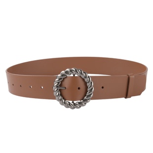 浅粉色牛皮装饰腰带显瘦女西装上衣大衣羽绒服配饰4.5厘米宽皮带