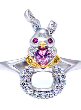 秘密花园精工拼色18k戒指空托