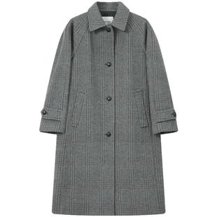 含山羊绒 BEANPOLE滨波 女士时尚职场风商务休闲格纹先染长款大衣