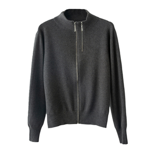 小个子拉链针织毛线上衣女2025冬季新款半高领内搭打底衫开衫外套