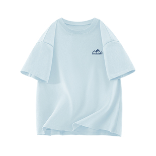 真维斯蓝色t恤男纯棉夏季初中生短袖男款上衣青少年美式半袖男生L