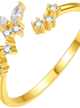 六桂福S925银镶嵌戒指开口送女友