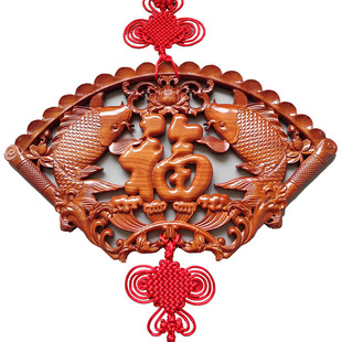 中国结桃木福字扇形风水挂件客厅玄关进门装饰家居挂饰居乔迁送礼