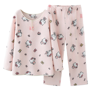 2025新款睡衣女秋冬季大码胖mm珊瑚绒套装冬天法兰绒家居服可外穿