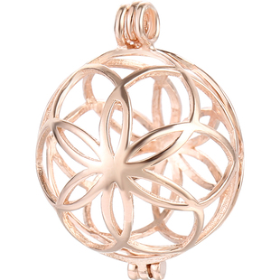 S925纯银吊坠空托女珍珠网兜灯笼球笼扣头随身佩戴香囊球吊坠项链