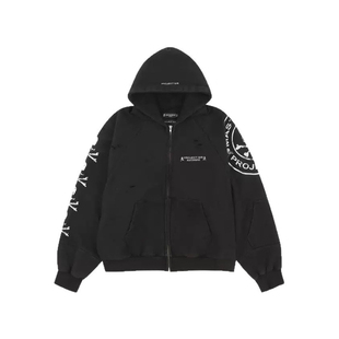 GRALIZ Sharkface  25ss新骷髅拼接水洗做旧破洞拉链外套男女情侣