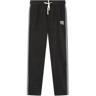 BM美式复古裤子男针织垂感潮流条纹刺绣高端休闲裤男2023新款秋季