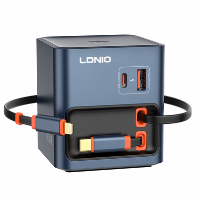 LDNIO100W魔方快充头带双伸缩线