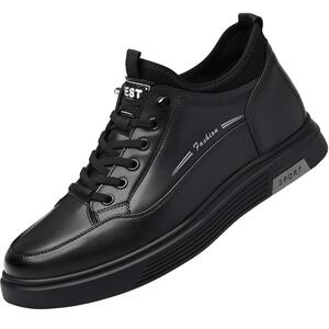 男士休闲皮鞋男真皮板鞋隐形内增高男鞋6cm英伦百搭8cm潮加绒保暖