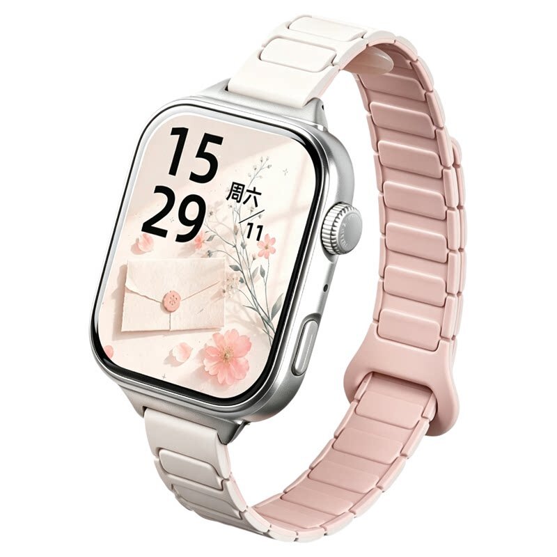 美派适用fit5夏季硅胶反扣表带