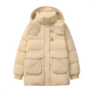 特大码羽绒服加肥加大女300斤胖mm中长款宽松收腰牛角扣孕妇外套