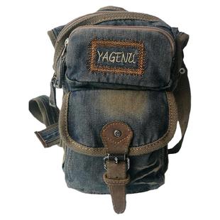 牛仔单肩包男帆布斜挎包复古小背包女休闲简约轻便骑行包随身跨包