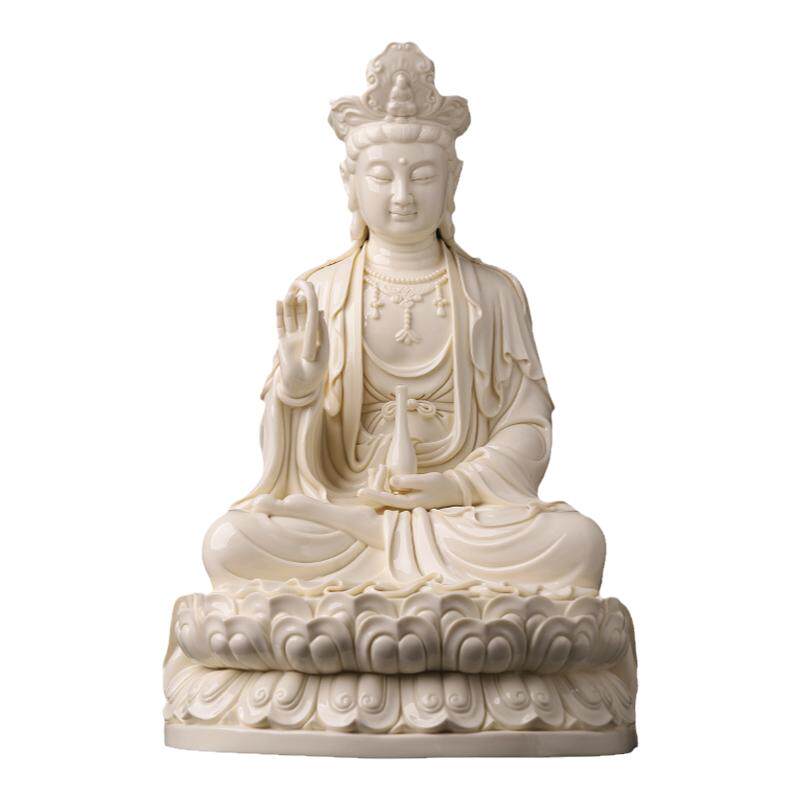 戴玉堂周金田陶瓷摆件《古莲观音菩萨仿古瓷》佛像家用供奉观世音