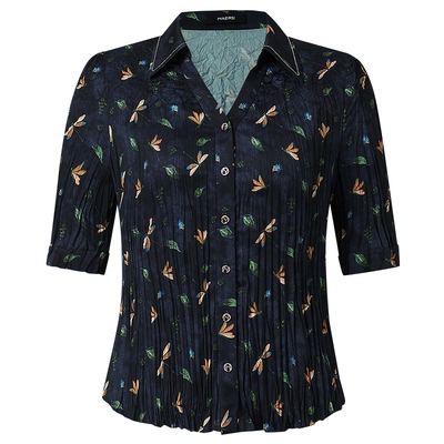 【商场同款】NAERSI/娜尔思时尚气质印花衬衫夏季简约舒适上衣