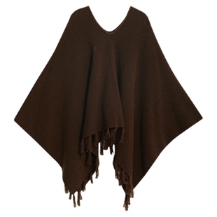 ltyp旅途原品【限量五折】100%羊毛流苏斗篷式披肩围巾披风女春季