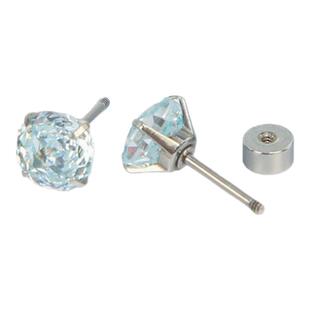 Ab | 蓝玫瑰 | 锆石爆闪千禧玫瑰切养耳316L钛钢耳钉耳垂钉耳骨钉