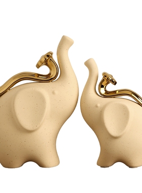 景德镇陶瓷吉象如意摆件新年礼物