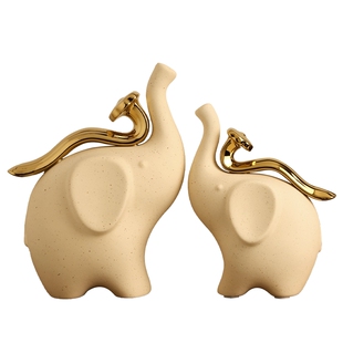 景德镇陶瓷吉象如意摆件轻奢高档客厅电视柜酒柜装饰乔迁新居礼物