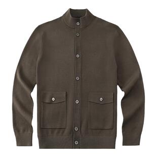 MrBu布先生商务羊毛纯色简约立领开衫外套秋冬保暖毛衣男BT12139