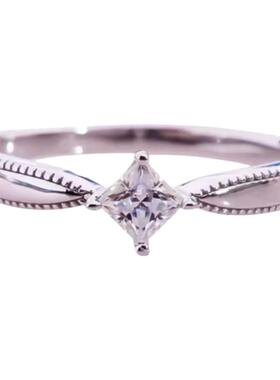 D色莫桑石四爪小方钻戒指