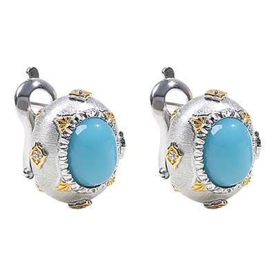 薇拉蒂S925纯银绿松石耳钉