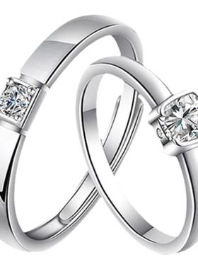 右手等待男女S925银莫桑钻戒指