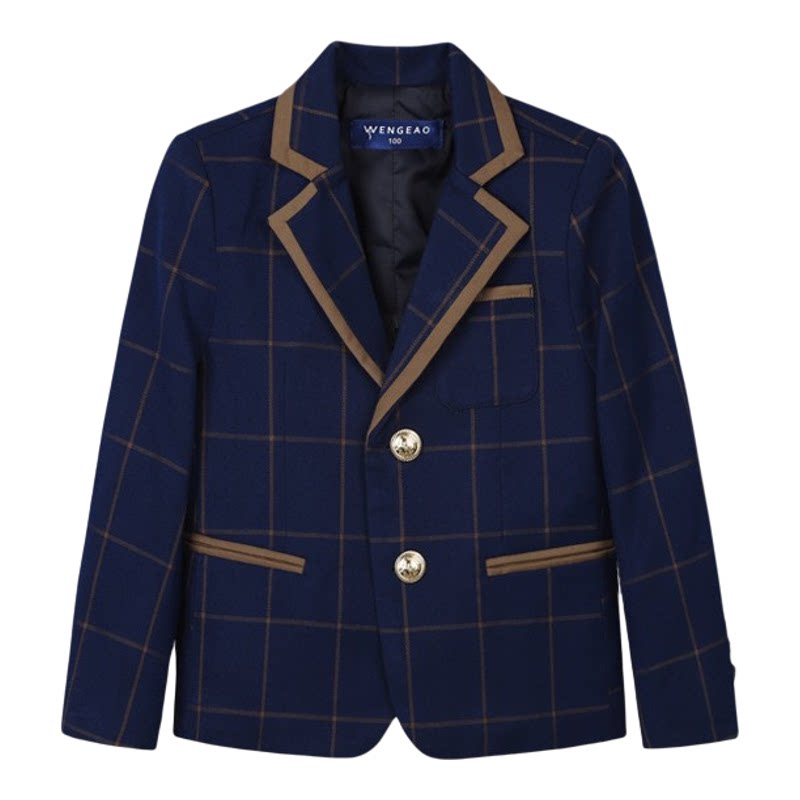 儿童西装小学生校礼服格子套装女童英伦风班服幼儿园表演园服秋款