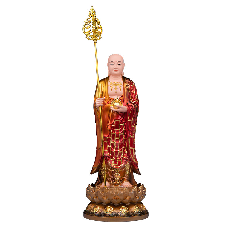 地藏王菩萨佛像树脂彩绘九华山站地藏王谛听南无大愿地藏王像摆件