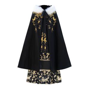 实拍汉服男款斗篷中国风刺绣新中式古风织金马面裙加绒加厚披风冬