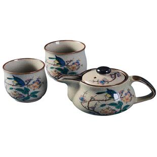 日本原装进口九谷烧陶瓷花鸟日式家用茶具套装茶壶茶杯礼物礼品盒