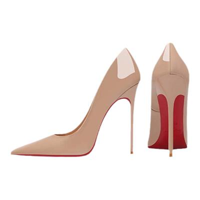 尖头浅口细跟单鞋红底气质