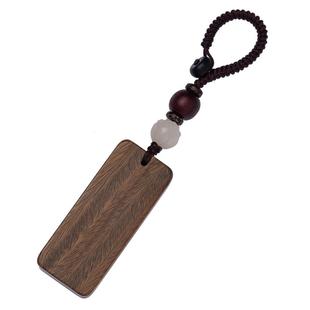 定制刻字檀木无事牌汽车钥匙扣挂件桃木牌子防丢失平安腰牌挂饰
