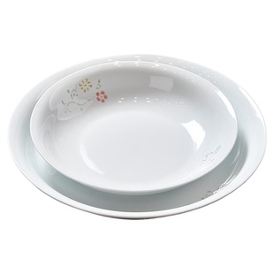 景德镇陶瓷高温白瓷釉下七彩玲珑餐具8英寸盘家用中式装菜碟子