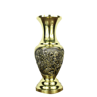 宇卓铜器 纯铜花瓶黄铜花瓶 牡丹花瓶富贵吉祥花瓶 工艺品摆件