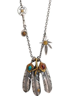 银高桥吾郞风格男羽毛项链