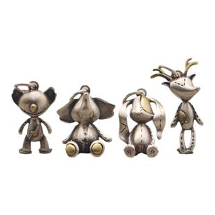 【暗黑风玩偶】精工破旧布偶兔熊鹿象挂坠 S925纯银饰DIY串珠配件