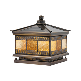 全铜柱头灯太阳能户外庭院灯室外新中式围墙别墅大门柱子灯门柱灯