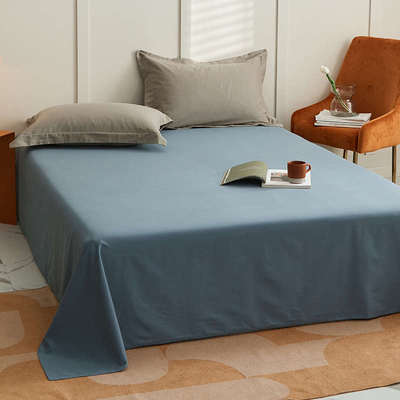 100支全棉磨毛床单单件秋冬季加厚纯棉床笠床罩纯色被套被罩枕套