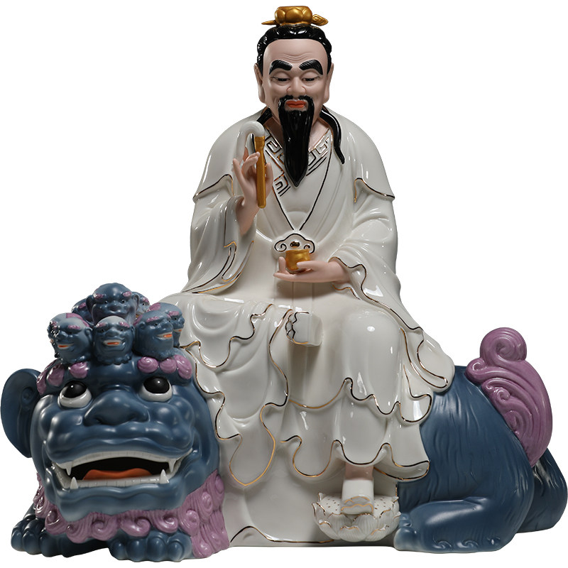 微美陶瓷14寸太乙救苦天尊神像摆件太乙真人九头狮子东极青华大帝