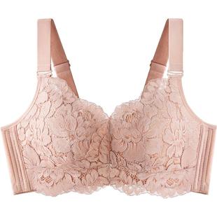 千奈美内衣大胸显小防下垂收副乳无钢圈红色本命年调整型文胸罩