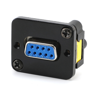 D型模块底插座VGA公母DB15针双通免焊面板DB9工业数据头RS232接口