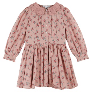 3件5折 现货Little法国emile et ida FW25女宝碎花连衣裙钩织马甲