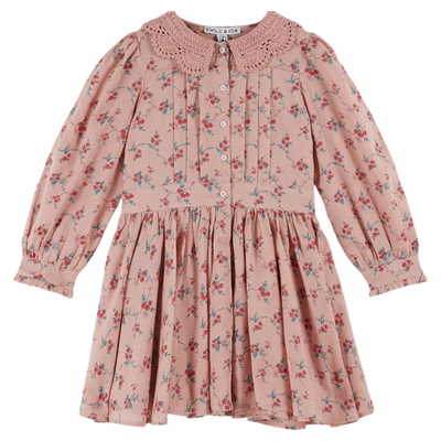 3件5折 现货Little法国emile et ida FW25女宝碎花连衣裙钩织马甲