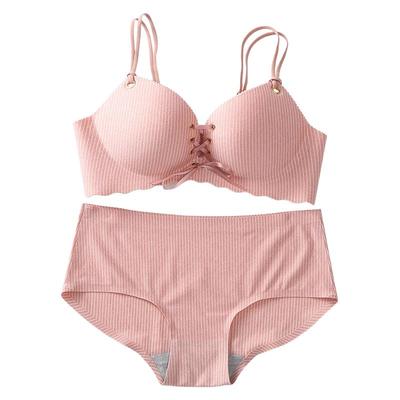 无痕美背无钢圈文胸性感小胸显大聚拢上托少女文胸罩杯套装内衣女