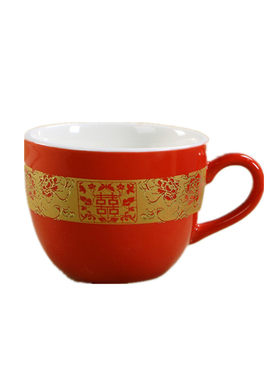 双喜字茶杯中国红结婚庆龙凤呈祥