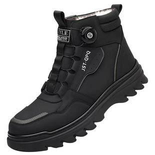 头层牛皮男士休闲马丁靴真皮防滑短筒雪地靴冬季加绒保暖棉皮鞋男