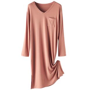 秋冬磨毛长袖睡裙女新款女款带胸垫大码睡衣孕妇加厚纯棉长款睡袍