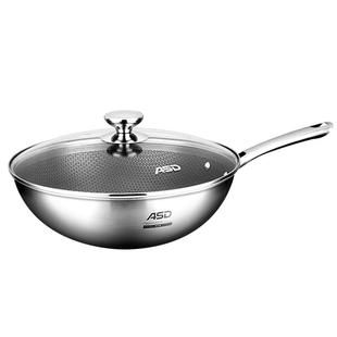 爱仕达炒锅304不锈钢蜂窝家用炒菜锅防粘电磁炉燃气灶通用CC32E5J